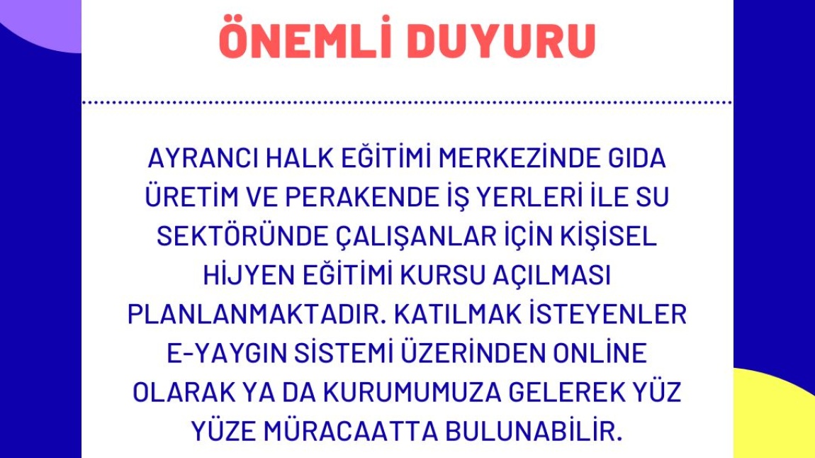 ÖNEMLİ DUYURU!